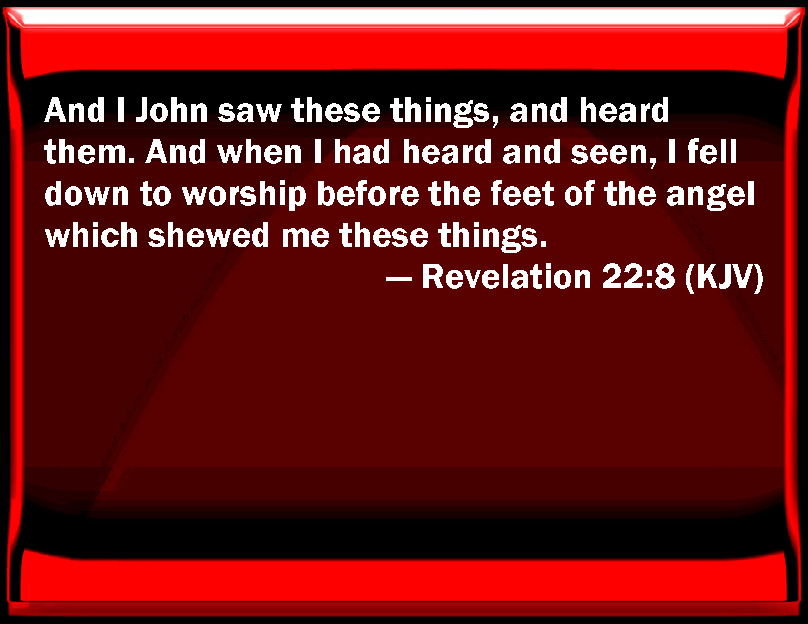 Revelation 228 And I John Saw These Things And Heard Them And When I