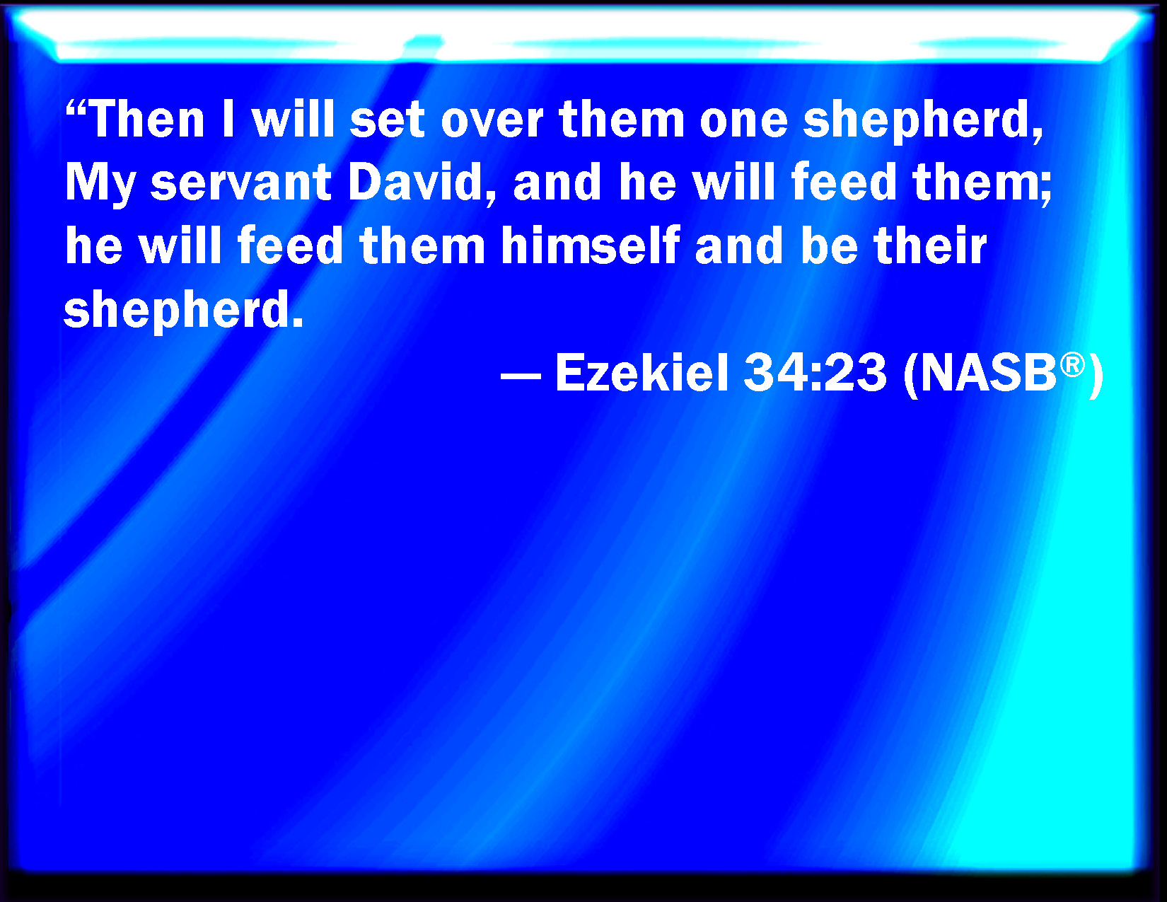 Ezekiel 34:23 And I Will Set Up One Shepherd Over Them, And He Shall Feed  Them, Even My Servant David; He Shall Feed Them, And He Shall Be Their  Shepherd.