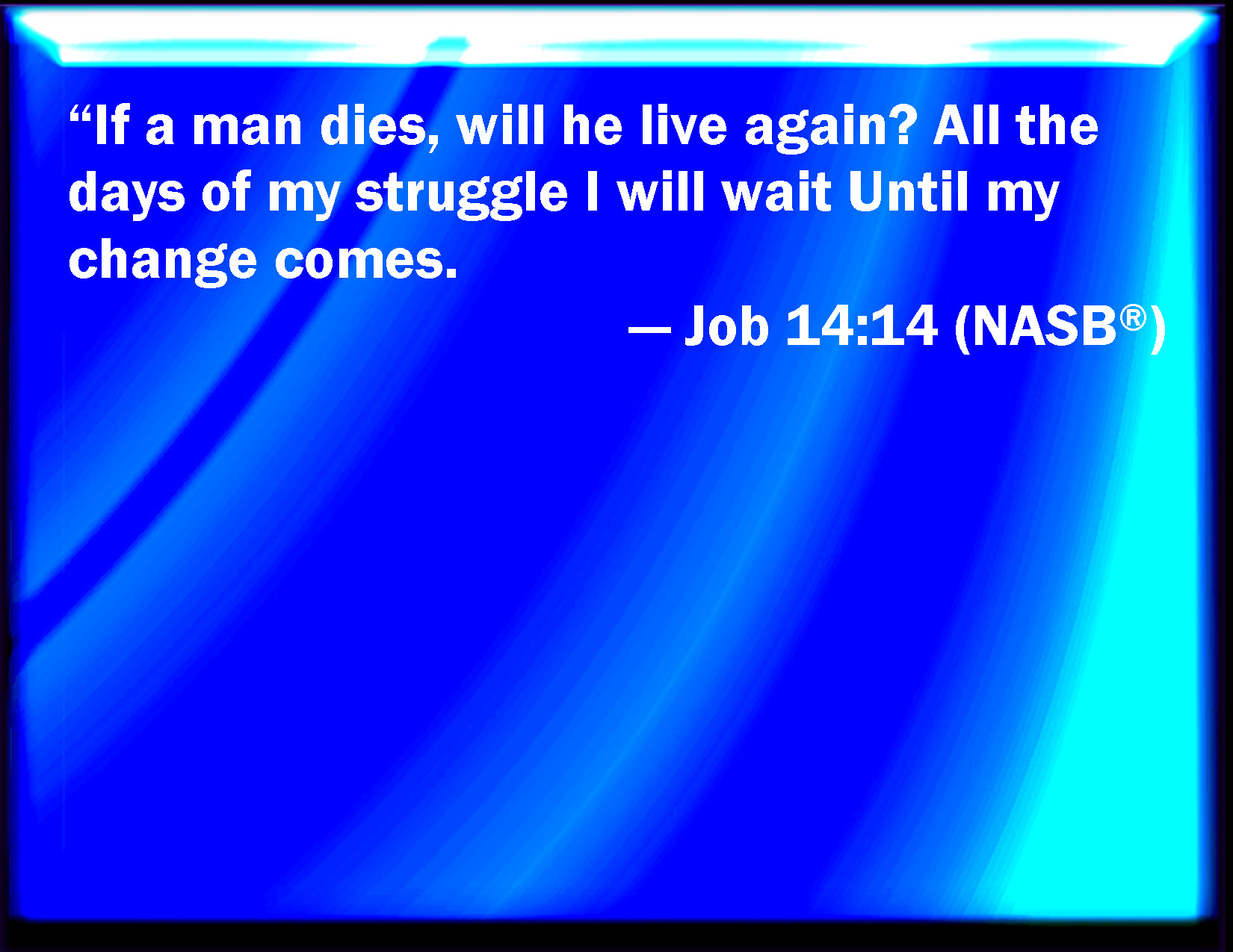 Job 14:14 If a man die, shall he live again? all the days of my