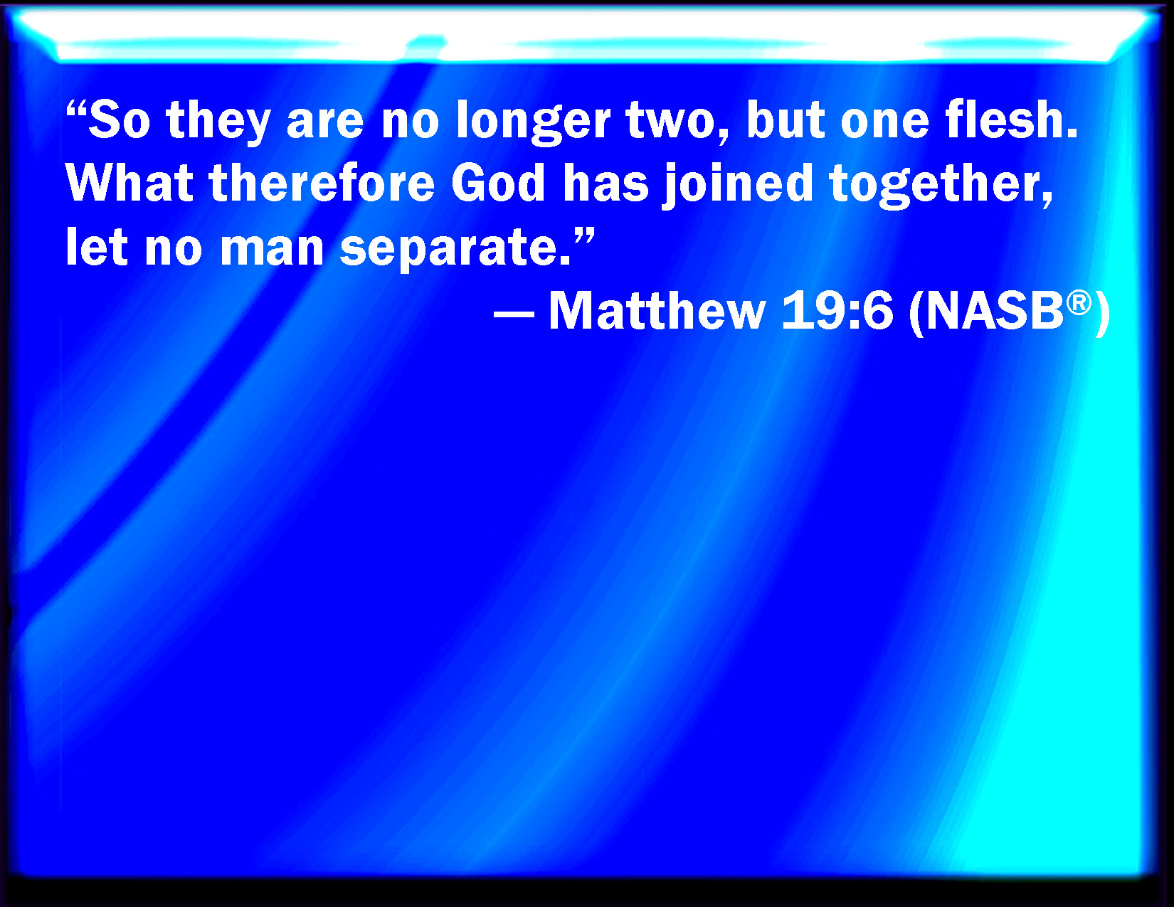 Matthew 19 6 Why They Are No More Two But One Flesh What Therefore 