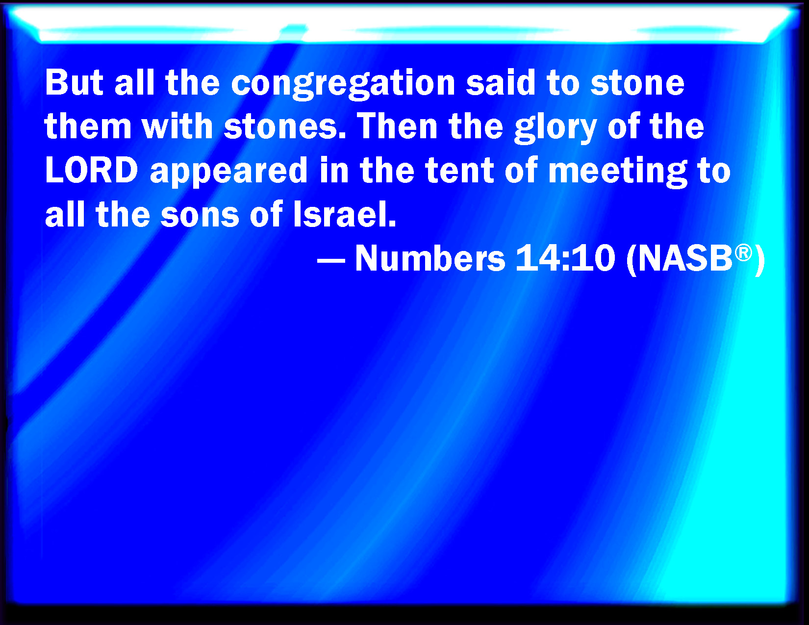 Numbers 1410 But all the congregation bade stone them with stones. And