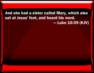 Bible Verse Powerpoint Slides for Luke 10:39