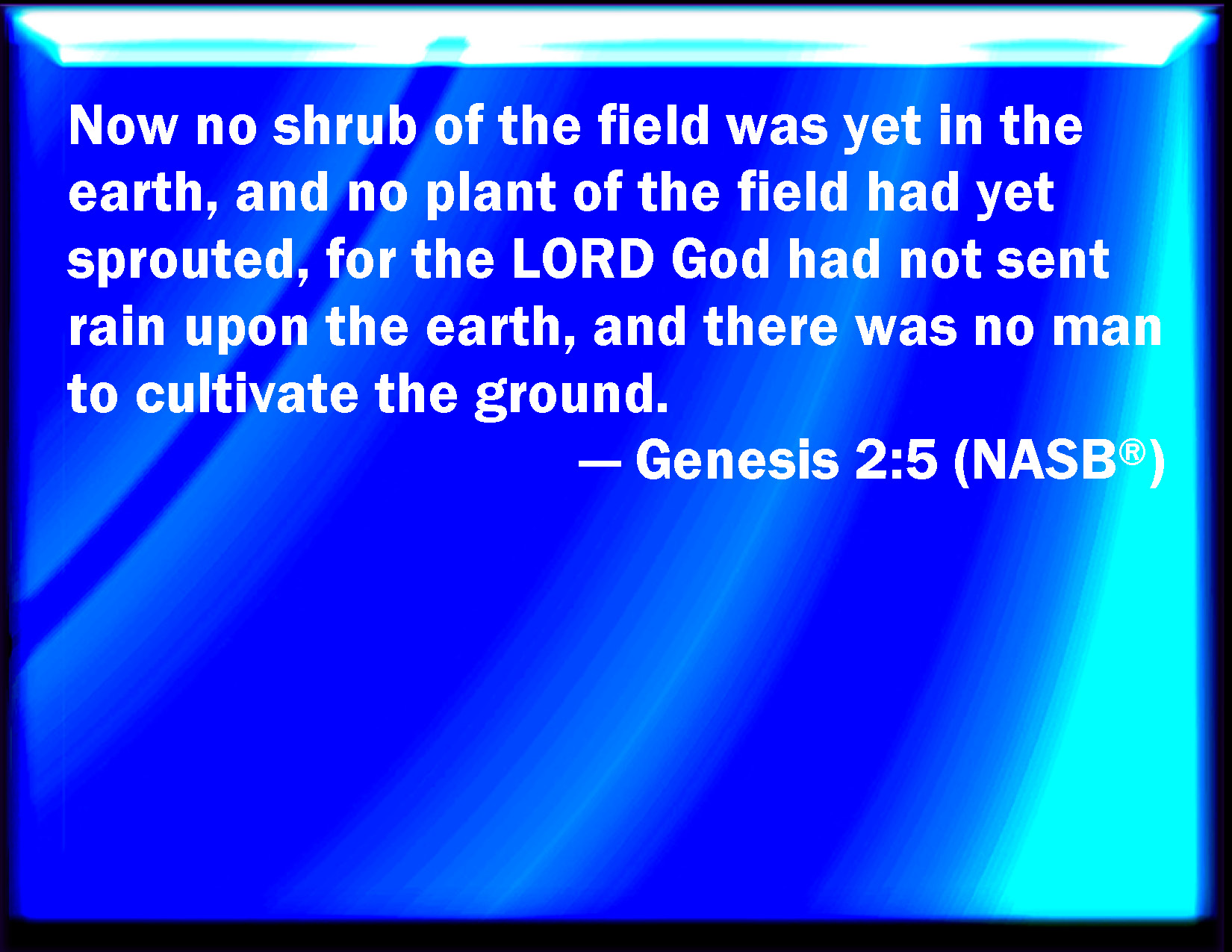 Genesis 2:5 And every plant of the field before it was in the earth ...
