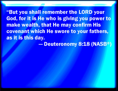 Bible Verse Powerpoint Slides for Deuteronomy 8:18