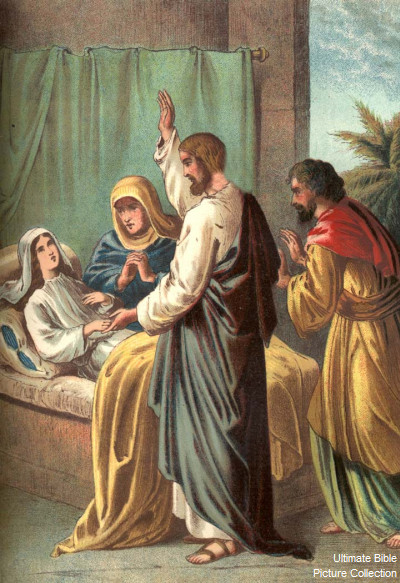 Mark 5 Bible Pictures: Jesus raises girl from the dead